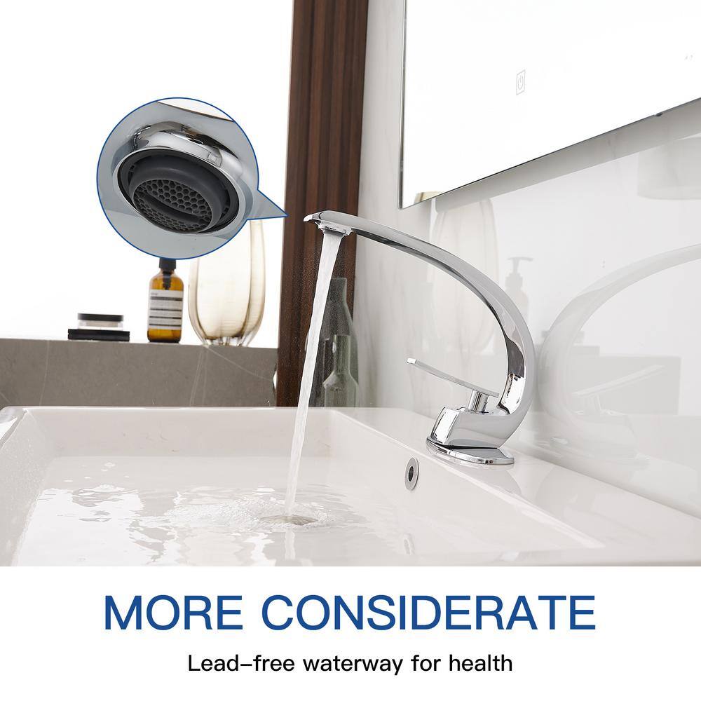 Polished Chrome Single Handle Modern Bathroom Faucet