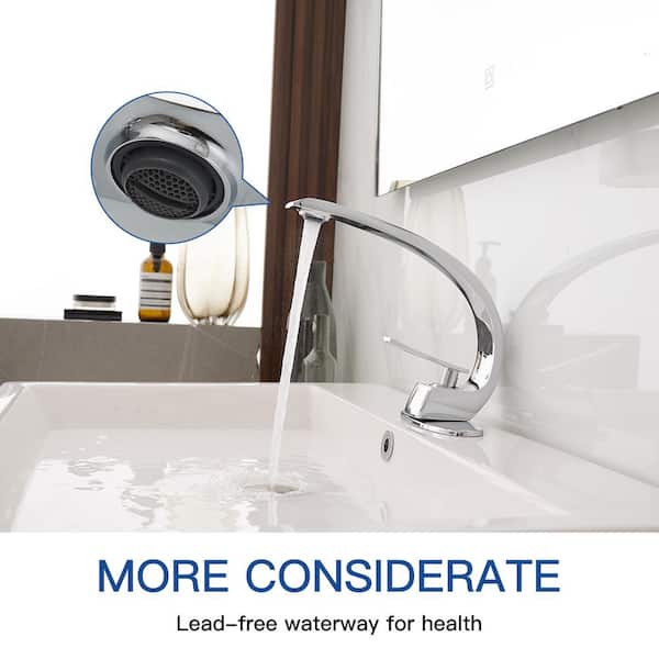 Single Handle Low Arc Bathroom Faucet in Polished Chrome with Deck Plate