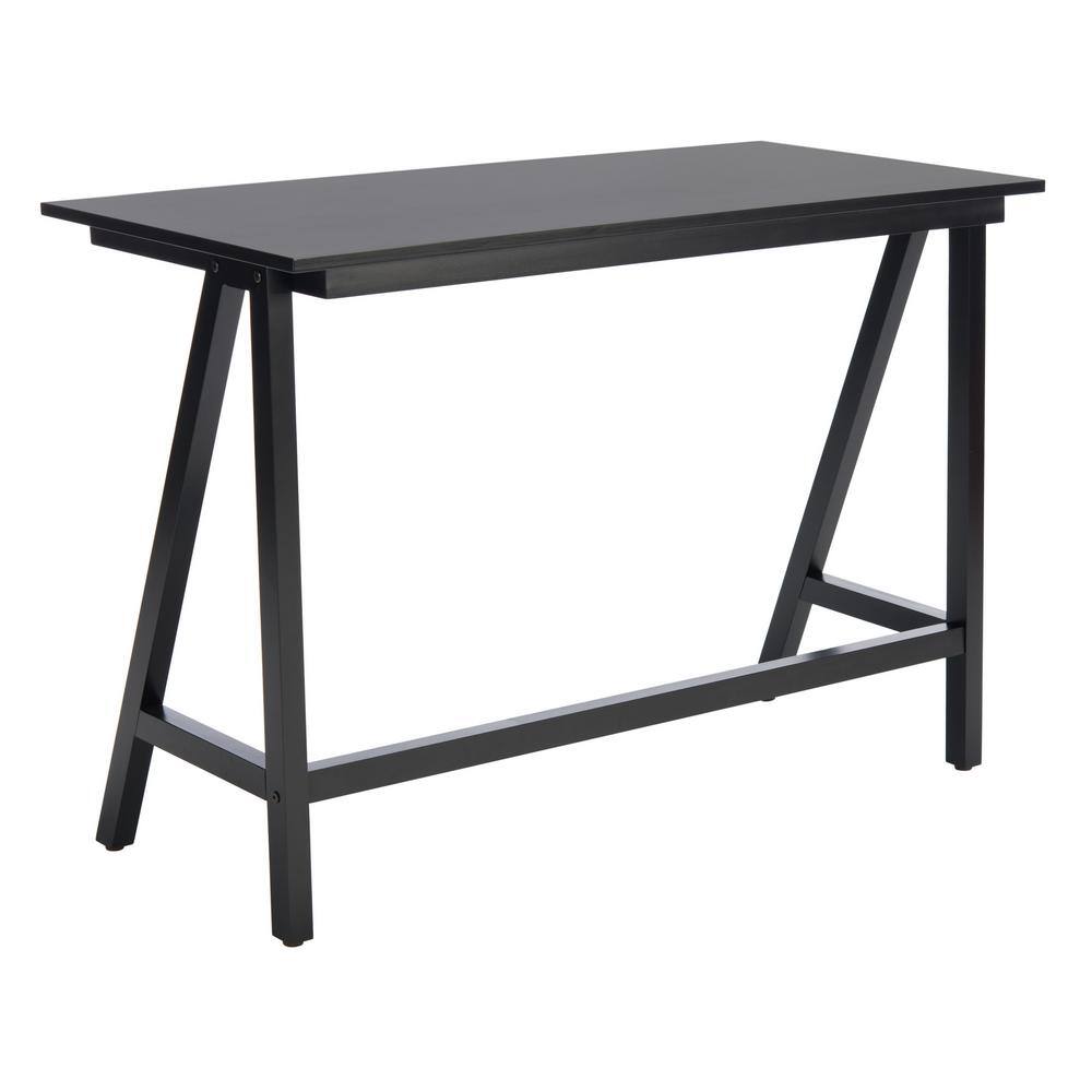 Asymmetrical Black Mahogany Writing Desk with Drawer