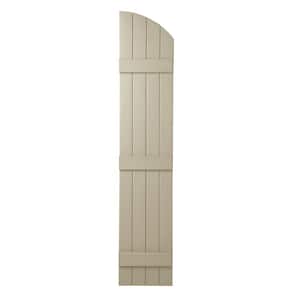 15 in. x 71 in. Polypropylene Plastic Arch Top Closed Board and Batten Shutters Pair in Sand Dollar