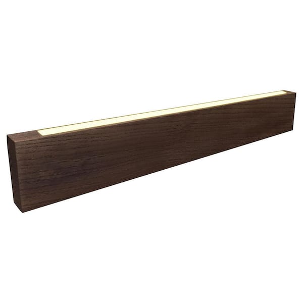 16 in. Ash Wood Magnetic Knife Strip Dark Brown Wall Mount with LED Lighted Double Backlit Nail-Free Installation