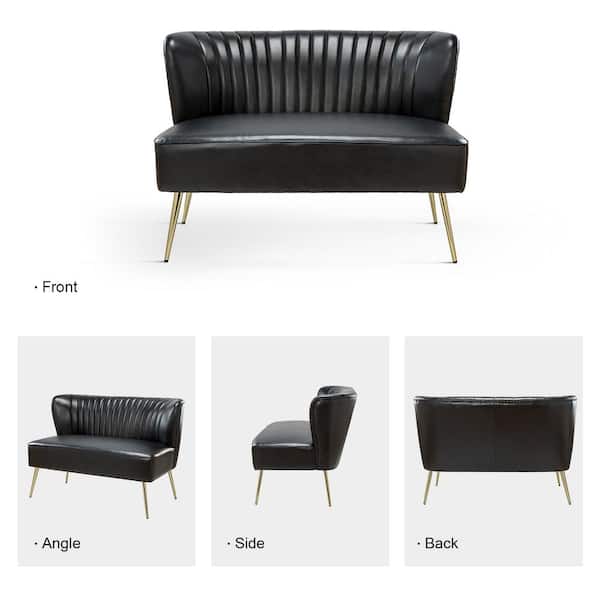 JAYDEN CREATION Vittoria Modern 47 in. Black Loveseat with