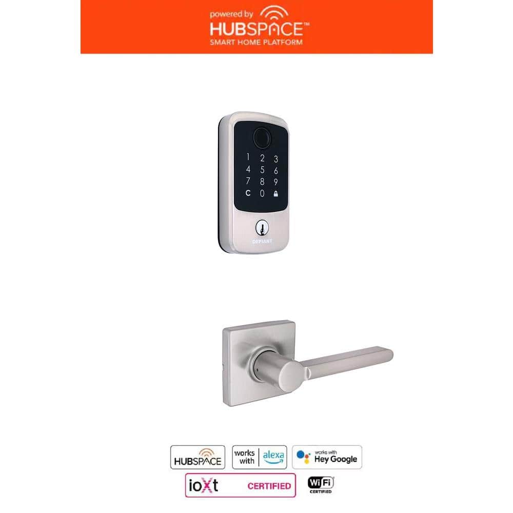 Hubspace Satin Nickel Square Fingerprint Deadbolt with Tonebridge Hall/Clos