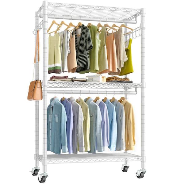 White Metal Garment Clothes Rack 45 in. W x 71 in. H