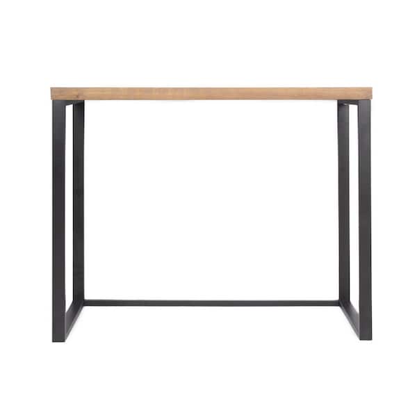 HomeRoots Shelly 30 in. Natural Metal, Wood and MDF Console Table
