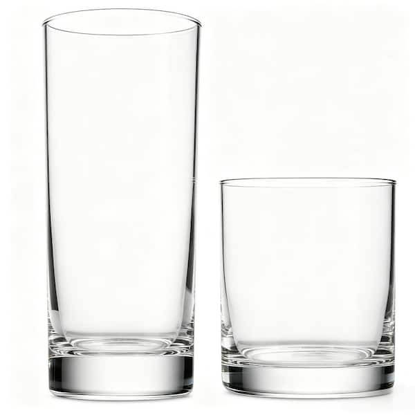 Numhew Multi-Purpose 14 oz., 10.5 oz. Clear Transparent Glass All Purpose Drinking Tumbler Glasses Set for Everyday Daily Use