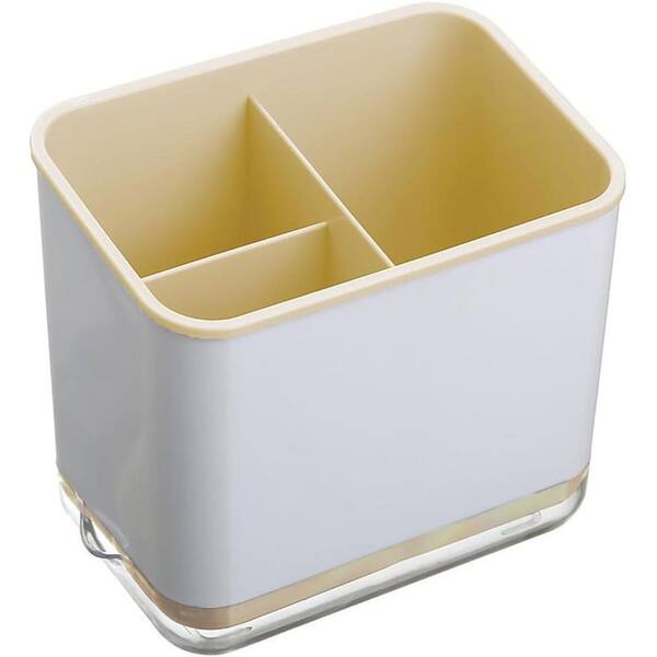 Apricot PP PS Utensil Holder Sink Caddy with Drainage Holes and Removable Tray for Organized Kitchen Storage