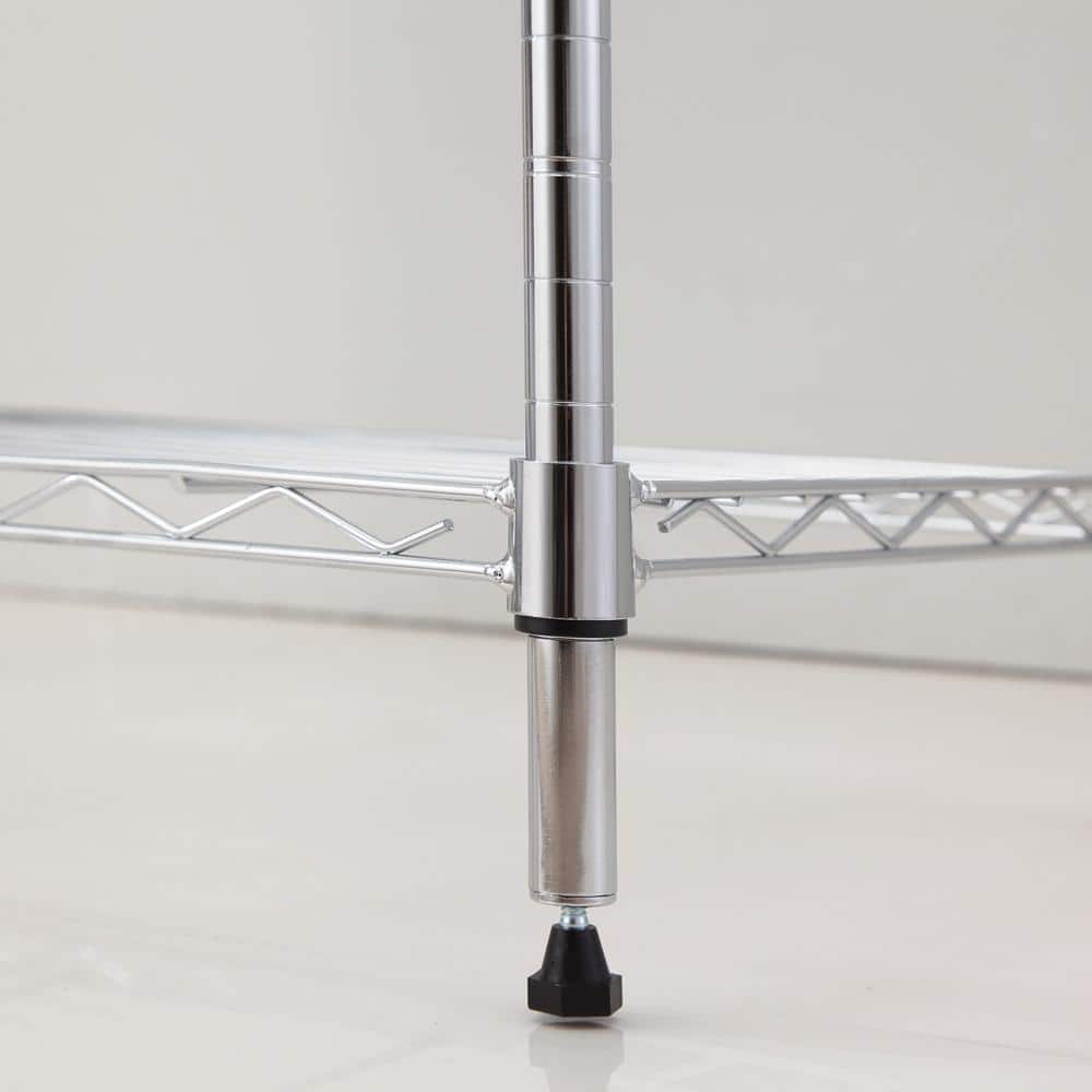Adjustable 4-Tier Chrome Wire Utility Shelving Unit