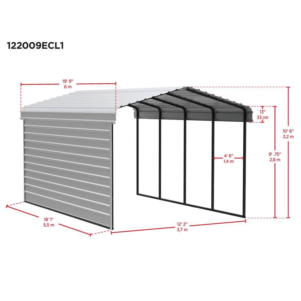 12' x 20' Charcoal Steel Carport Kit with Enclosure