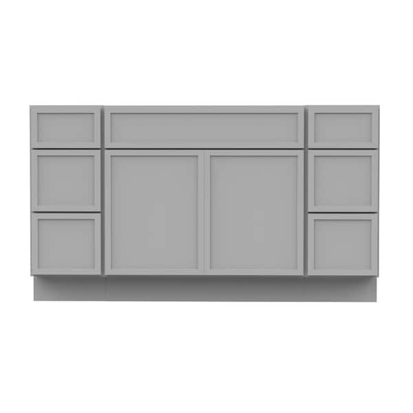 54 in. W x 21 in. D x 32.5 in. H Bath Vanity Cabinet without Top in Gray (Unassembled)