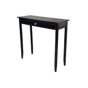 32 in. Black 30 in. Rectangle Acacia Wood Console Table with Drawer