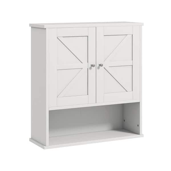 COWLOWN 22.75 in. W x 7.75 in. D x 24.25 in. H Bathroom Storage Wall Cabinet in White with Open Shelf and Adjustable Shelf