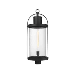 Roundhouse 31 in. 1-Light Black Aluminum Hardwired Outdoor Weather Resistant Post Light Round Fitter w/No Bulb Included