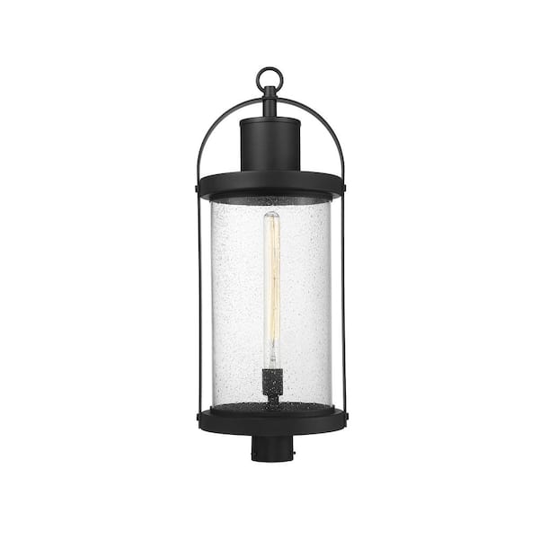 Unbranded Roundhouse 31 in. 1-Light Black Aluminum Hardwired Outdoor Weather Resistant Post Light Round Fitter w/No Bulb Included