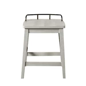 Pendleton 24 in. Ivory Backless Wood Frame Bar Stool with Wood Seat Set of 1