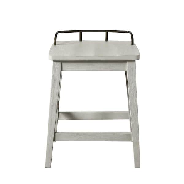 Steve Silver Pendleton 24 in. Ivory Backless Wood Frame Bar Stool with Wood Seat Set of 1
