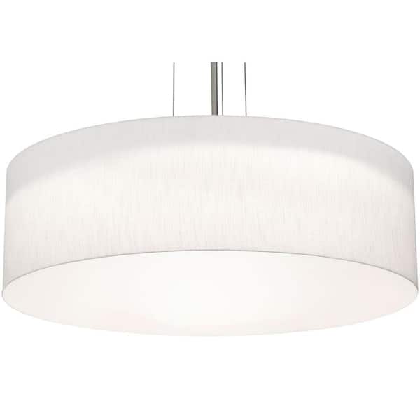 25-Watt 4-Light Satin Nickel, Linen White, White Shaded Pendant-Light with Fabric Shade