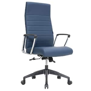 Hilton Modern High Back Adjustable Height Leather Conference Office Chair with Tilt and 360° Swivel in Navy Blue