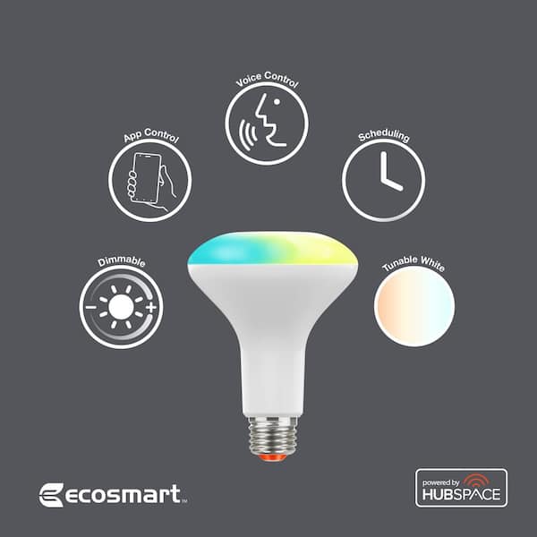 90-Watt Equivalent Smart BR30 Tunable White CEC LED Flood Light Bulb with Voice Control Powered by Hubspace (2-Pack)