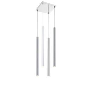 Forest 5 W 4 Light Chrome Integrated LED Shaded Chandelier with Chrome Steel Shade