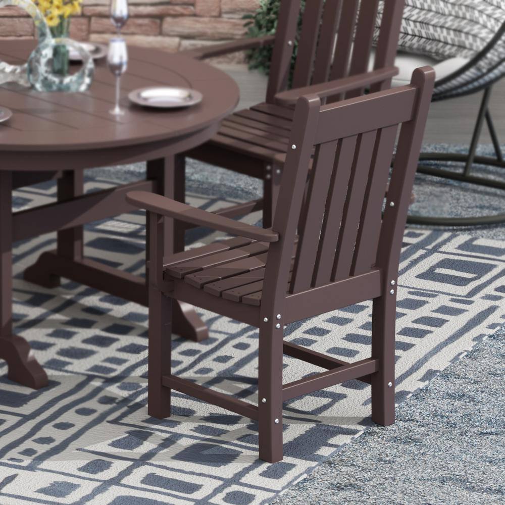 Laguna Dark Brown Outdoor Patio Dining Armchair, 20"x39"