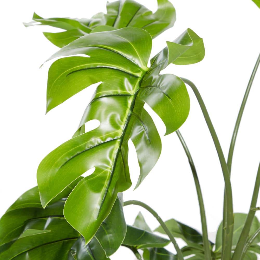48" Green Artificial Monstera Plant in Black Pot