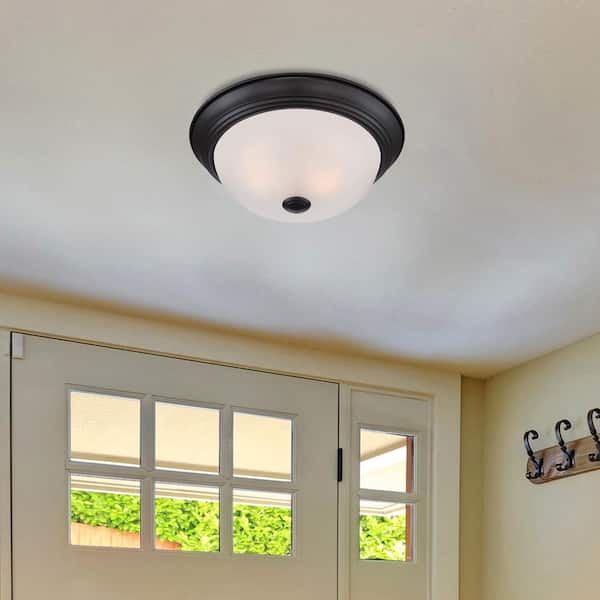 Reedley 15 in. Traditional Oil Rubbed Bronze Medium-Base (E26) Bulb Flush Mount for Kitchens