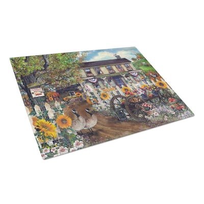 Sunflowers and The Old Country Store Tempered Glass Large Heat Resistant Cutting Board