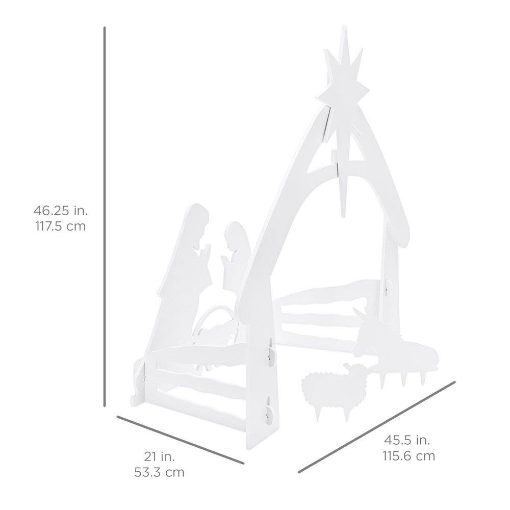 White PVC Outdoor Nativity Scene Christmas Decoration