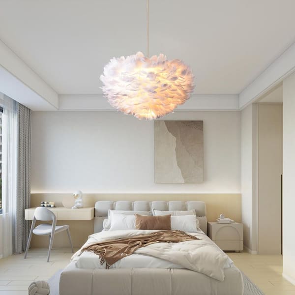 Columbus 3 -Light Unique/Statement Globe Chandelier with Feather Accents
