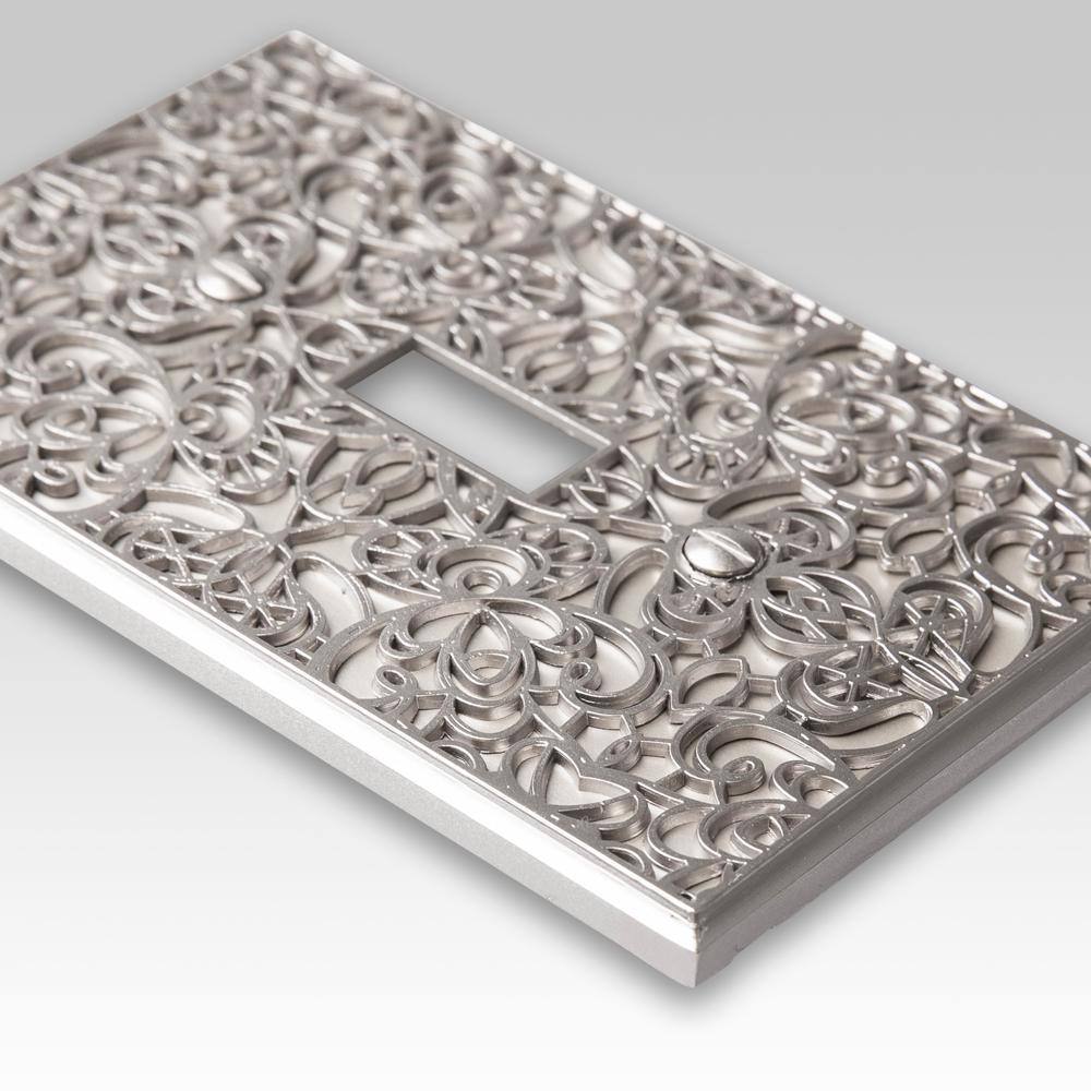 Satin Nickel Single Toggle Decorative Metal Wall Plate