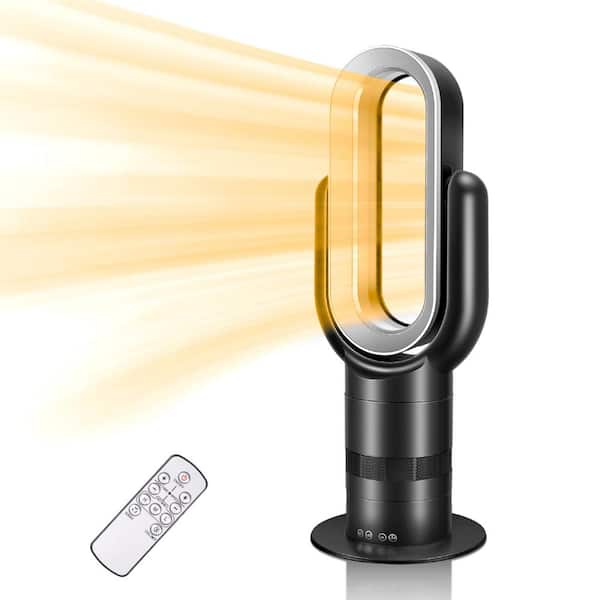 GVODE 26-in. Space Heater Bladeless Tower Fan, Heater and Cooling Combo, with Remote Control, for Home Air Conditioner, Black