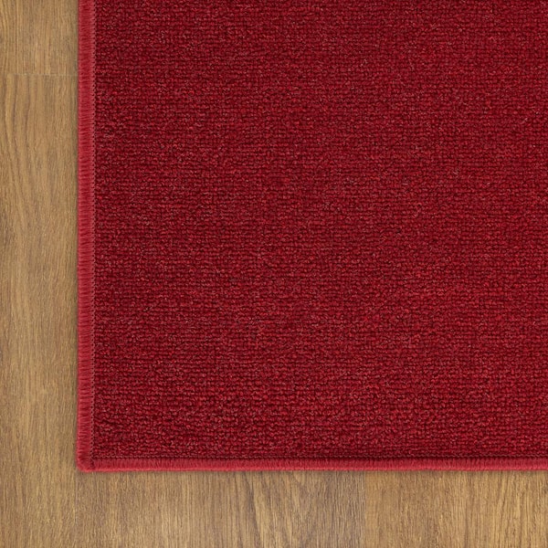 Ottomanson Ottohome Solid Non-Slip Runner / Area Rug - 2'3 x 3' - Red