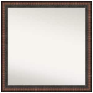 Caleb Brown 30 in. x 30 in. Non-Beveled Farmhouse Square Framed Wall Mirror in Brown