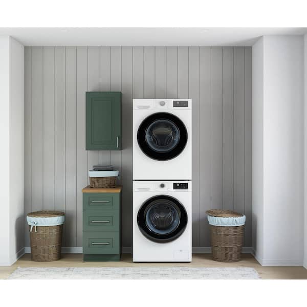 MILL'S PRIDE Greenwich Aspen Green Plywood Shaker Stock Ready to Assemble Kitchen-Laundry Cabinet Kit 24 in. x 84 in. x 18 in.