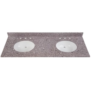 61 in. W x 22 in. D Engineered Stone Composite White Double Sink Vanity Top in Mineral Gray