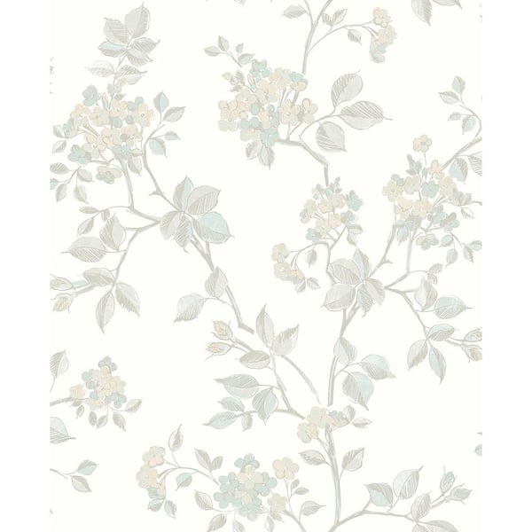 Advantage Parry Light Grey Floral Paper Strippable Roll (Covers 56.4 sq. ft.)