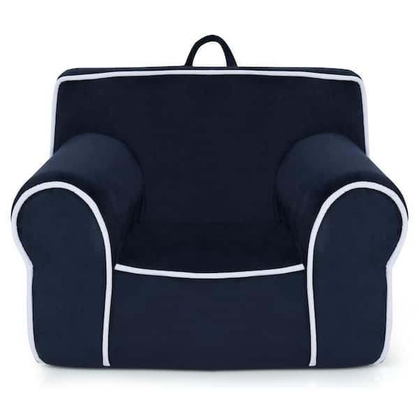 Navy Velvet Fabric Kids Sofa Toddler Foam Filled Armchair Baby Perfect Gift