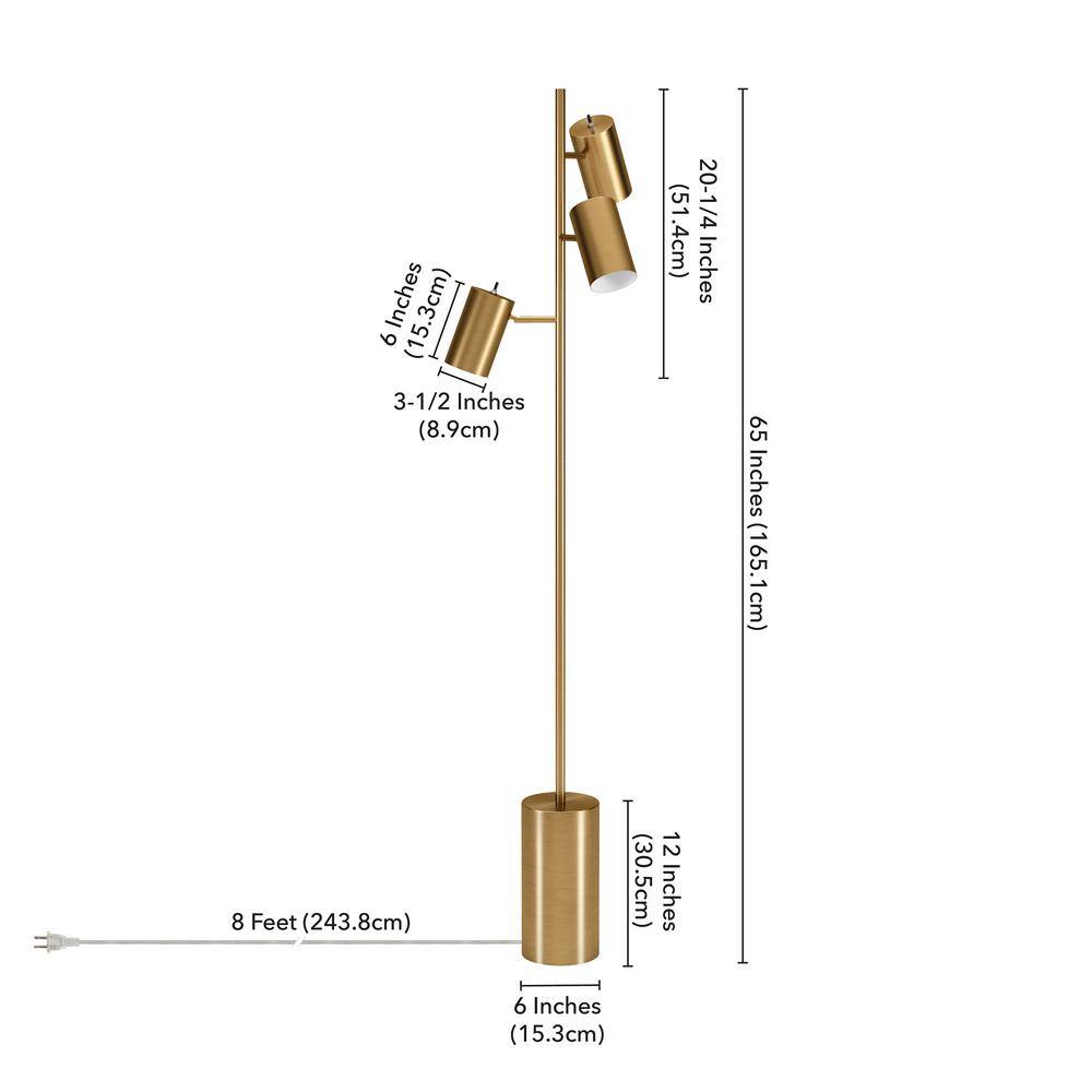 Dorset Voice-Controlled Modern Brass Metal 3-Light Floor Lamp