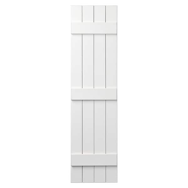 Ply Gem 15 in. x 63 in. Polypropylene 4-Board Closed Board and Batten Shutters Pair in White