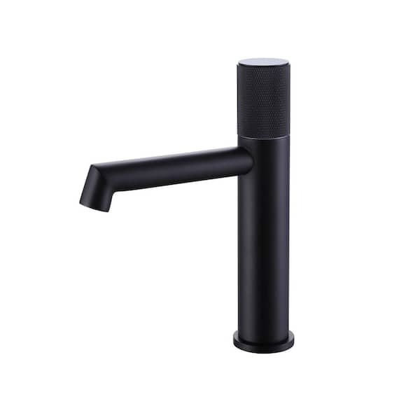 AIMADI Single Handle Single Hole Bathroom Faucet with Valve Modern Brass Deck Mount Bathroom Sink Taps in Matte Black