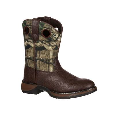 Little Kid Soft Toe Western Boot Brown and Mossy Oak Brk Up Inf Size 2M