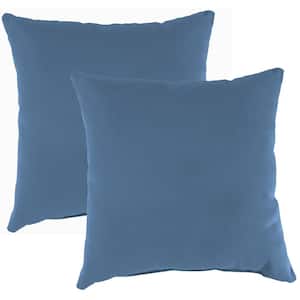 Sunbrella 16 in. x 16 in. Canvas Sapphire Blue Solid Square Knife Edge Outdoor Throw Pillows (2-Pack)