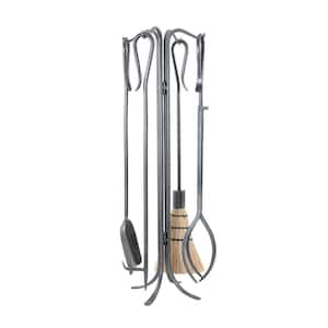 31 in. Tall 5-Piece Graphite Hearth Hooks Fireplace Tool Set