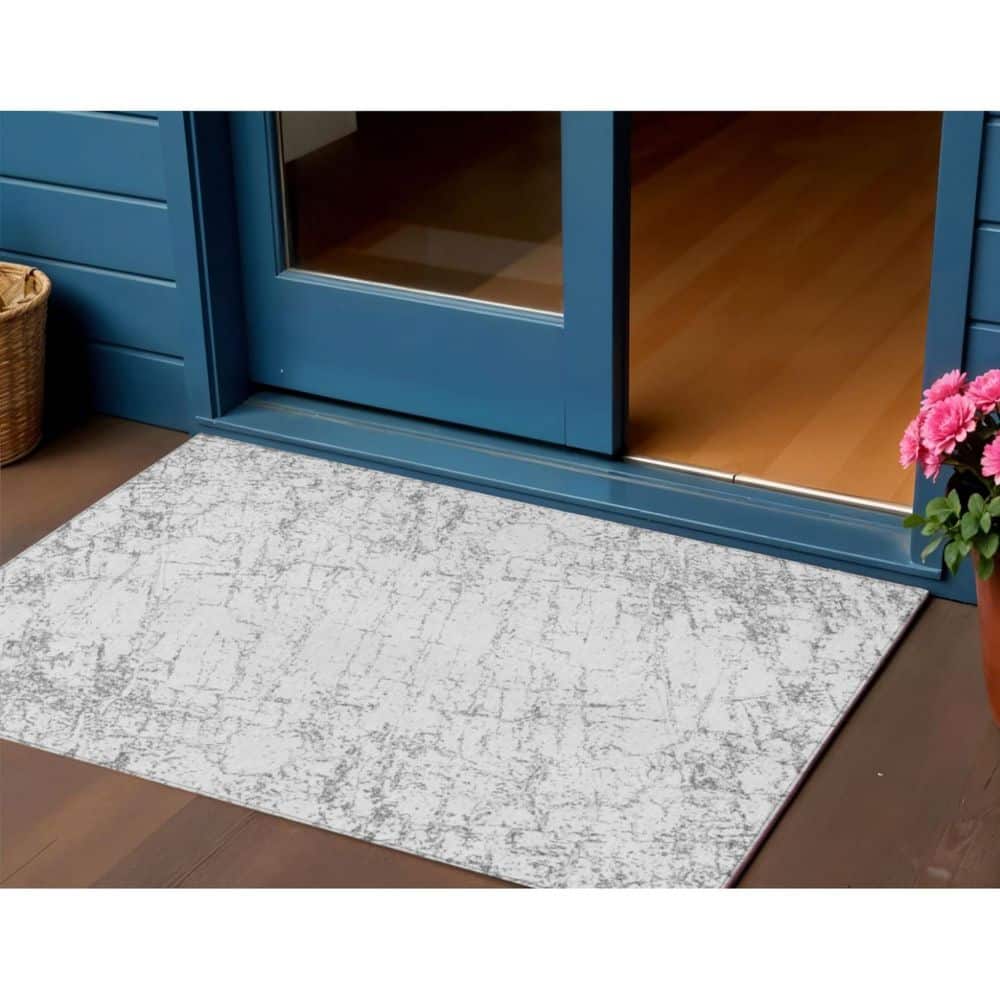 Gray, Ivory 3 ft. x 5 ft. Woven Abstract Polyester Rectangle Indoor/Outdoor Area Rug price history on PriceWatchPro