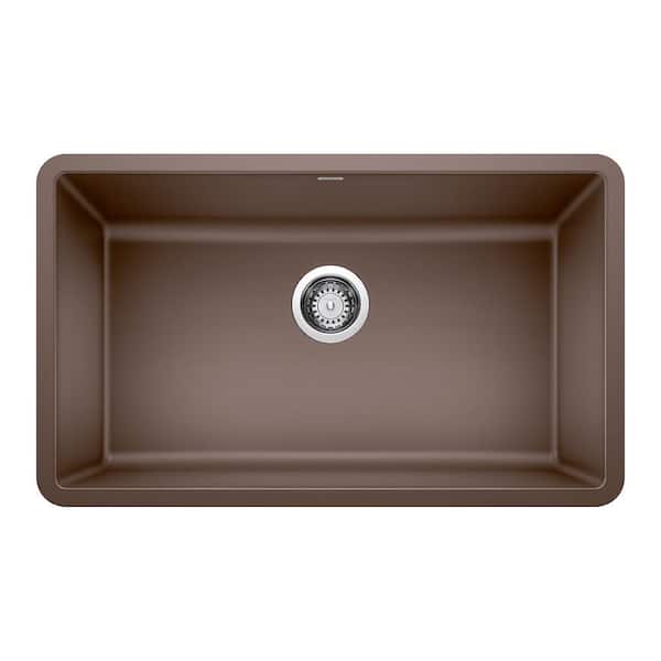 Blanco Precis Undermount Granite 30 in. x 18 in. Single Bowl Kitchen Sink in Cafe Brown