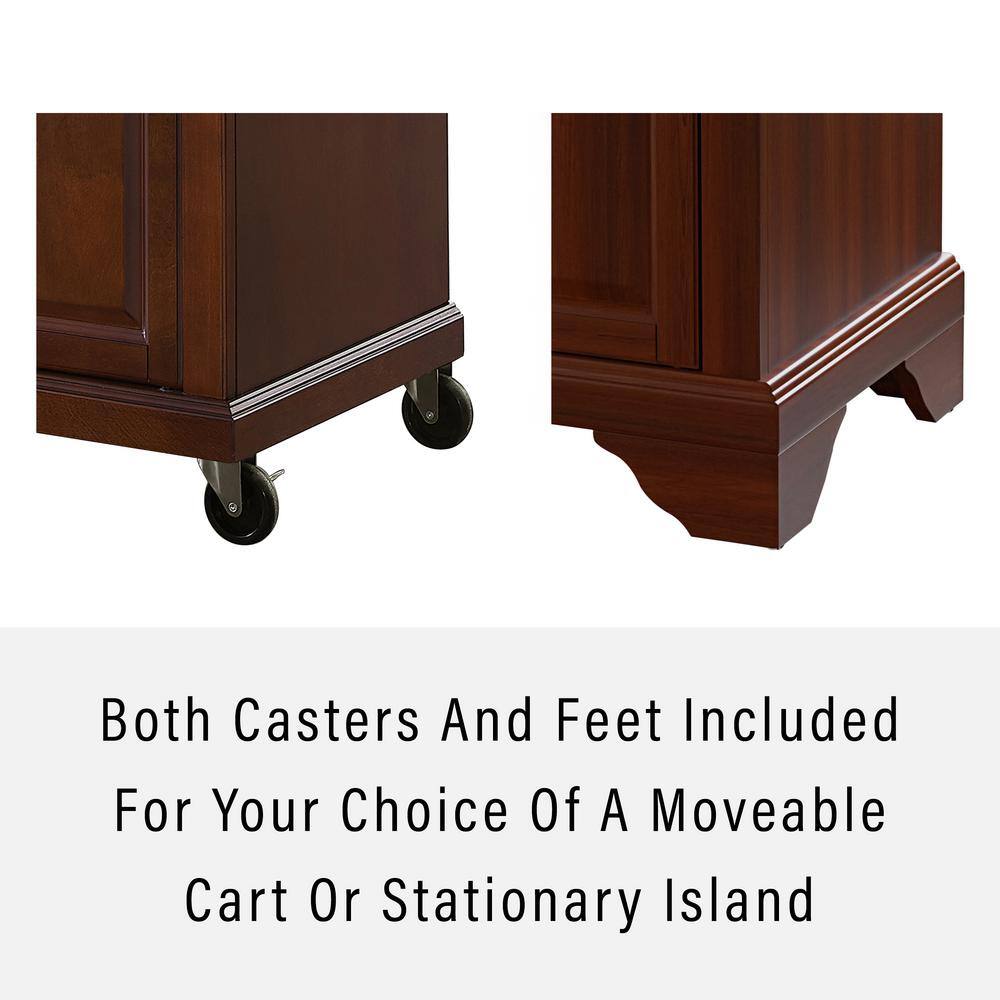 Lafayette Gray Granite Top Mahogany Kitchen Island Cart