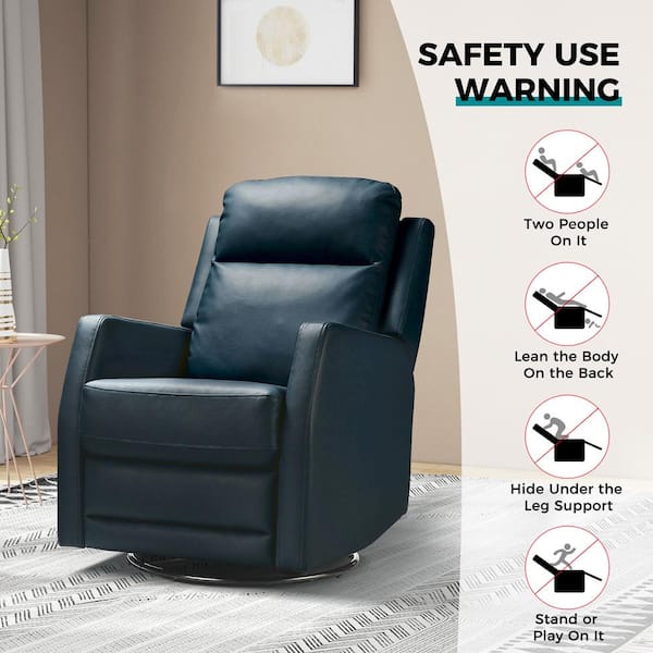 JAYDEN CREATION Coral Classic Navy Faux Leather Swivel Recliner