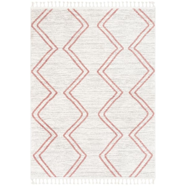 Kennedy Reeve Modern Chevron Zig-Zag Pink Ivory 5 ft. 3 in. x 7 ft. 3 in. Kids Area Rug