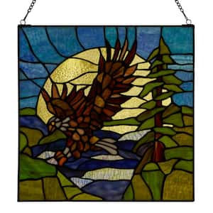 Flying Eagle Multicolored Stained Glass Window Panel